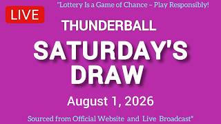 National Lottery Thunderball draw live tonight results from Saturday 01 Aug 2026 | thunderball live