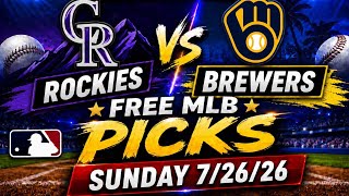 Free MLB Sports Betting Picks & Predictions Sunday 7/26/2026 