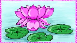 Drawing a simple lotus flower | How to draw lotus | Drawing for kids