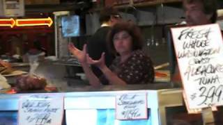 pikes market: Barbara catches a fish