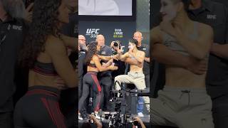 Natalia Silva and Wang Cong close the show with a title staredown at UFC 332 ceremonial weigh-ins