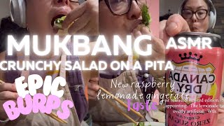 Piling/Stuffing Crunchy Salad, Pita + Trying New Canada Dry FLAV + EPIC LONG BURPS #burps #mukbang