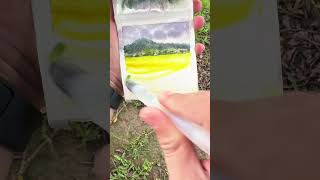 Mini Watercolor Rice Field Painting | Peaceful Countryside Plein Air Landscape Sketch 🎨🌾