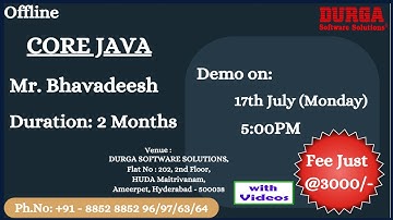 CORE JAVA Offline Training @ DURGASOFT