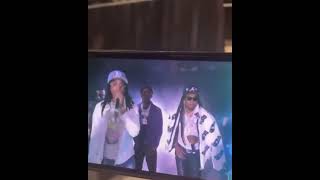 Cardi B reacts to Migos performing Straightenin at Mayweather vs Logan Paul fight