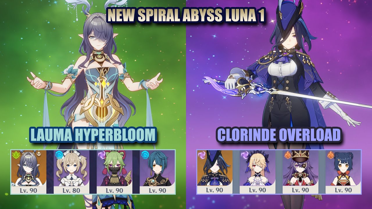 NEW Spiral Abyss Luna 1 | Lauma Hyperbloom & Clorinde Overload | Genshin Impact