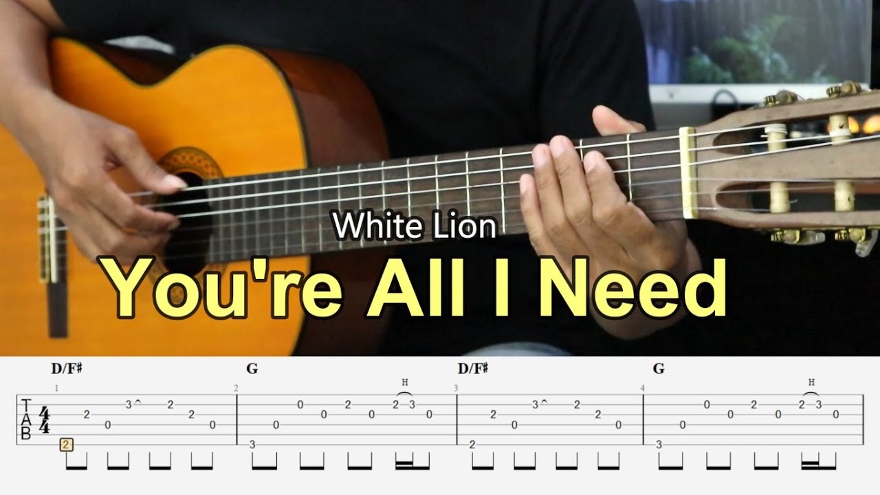 Youre All I Need  White Lion   Fingerstyle Guitar Tutorial  TAB  Lyrics