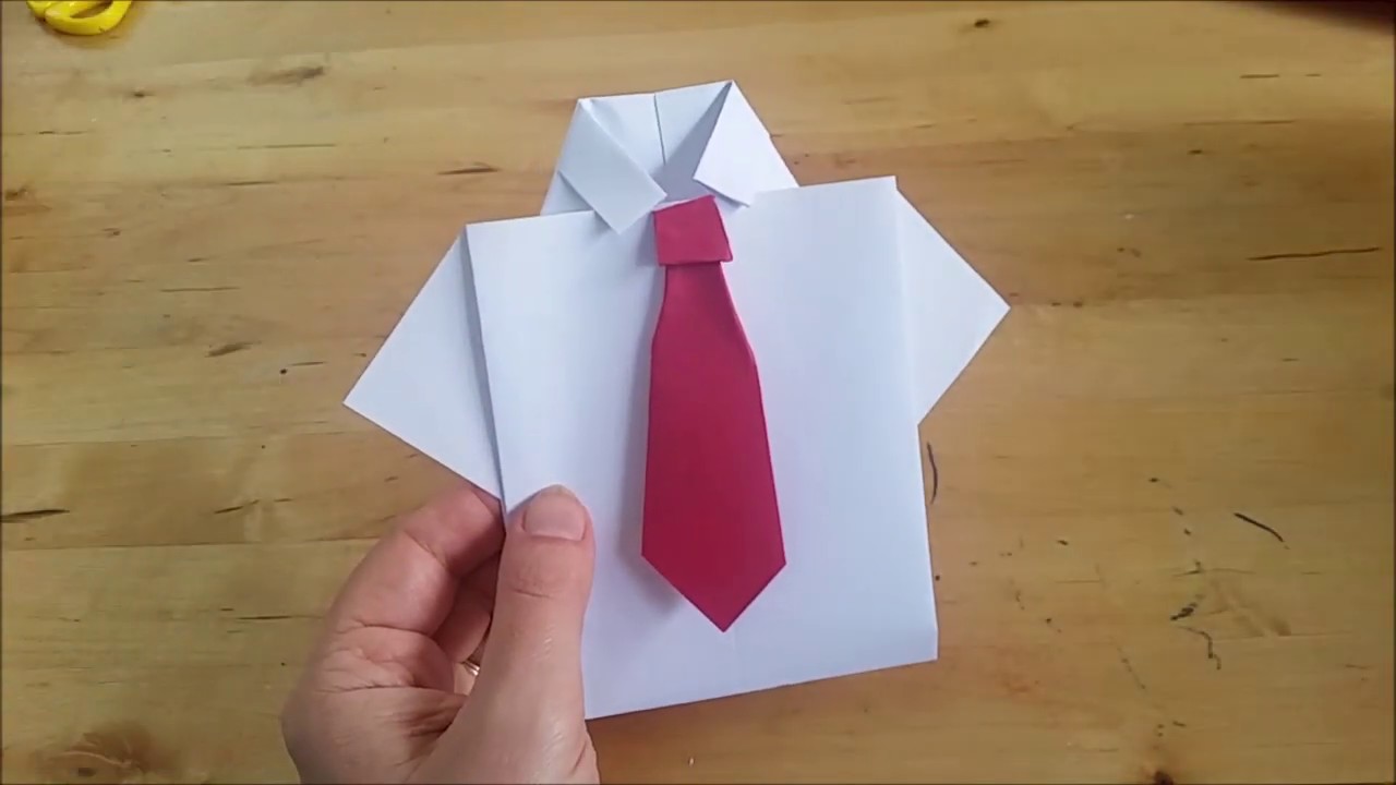 1 Minute Origami Hemd Mit Krawatte Einfache Bastelidee Fur Die Kinder Als Geschenk Fur Papa Youtube