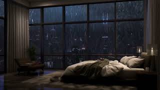 A Luxury Tokyo Hotel Room | Rain, Wind and Thunder sounds For Sleeping | 4K | 8Hrs