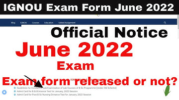 IGNOU Exam Form Update 2022 | IGNOU Exam Form June 2022 Session