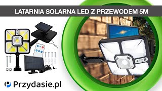 Lampa latarnia solarna uliczna led cob z przewodem 5m 9 cob + pilot #11240 | PrzydaSiePL