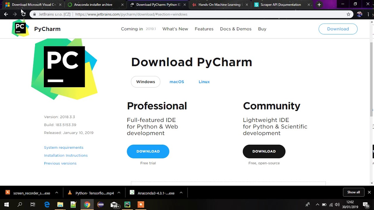 how to install tensorflow in pycharm windows 10