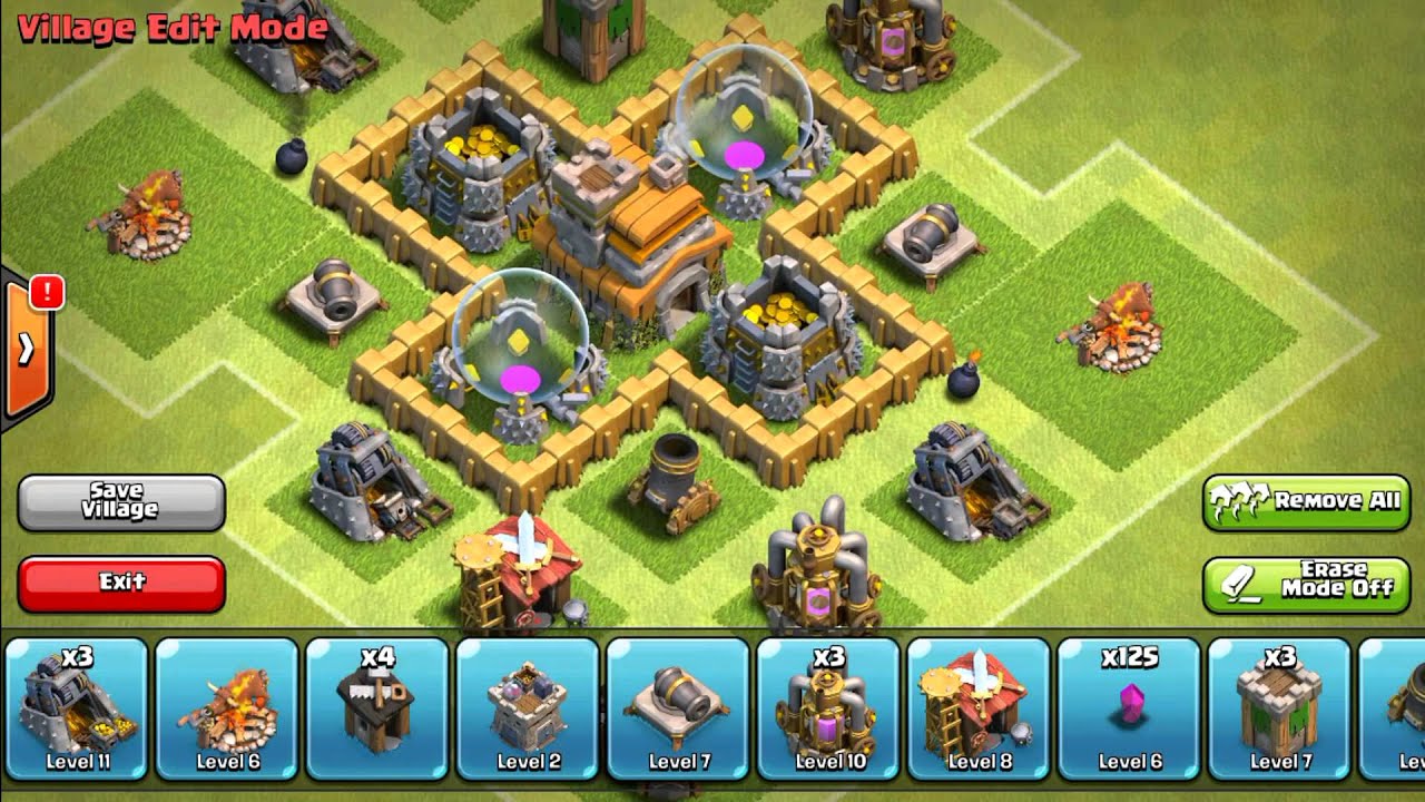 Clash of Clans Town Hall 3 Base Layout - YouTube