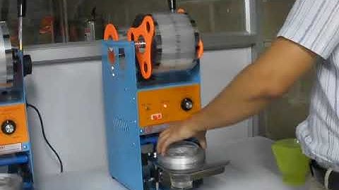 Máy dán miệng ly trà thái, máy dán miệng ly nước mía, máy dập nắp cốc thủ công