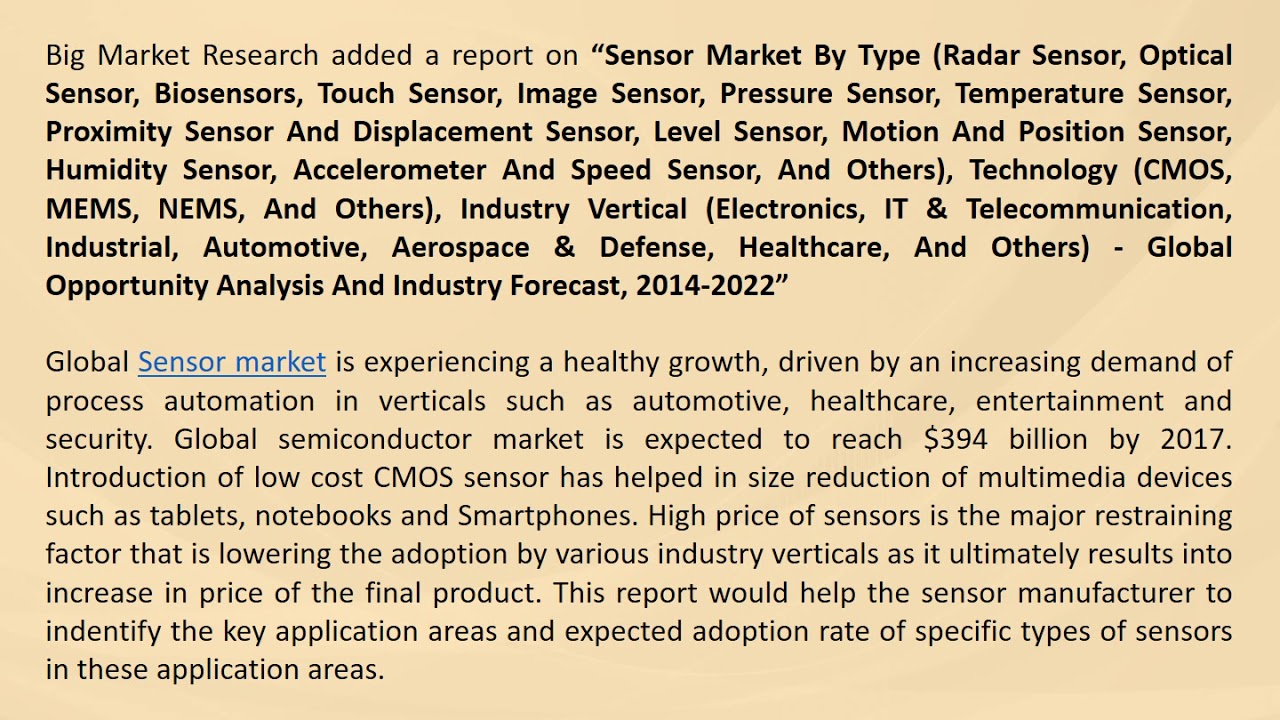 Global Sensor Market – Opportunities & Forecasts, 2014–2022