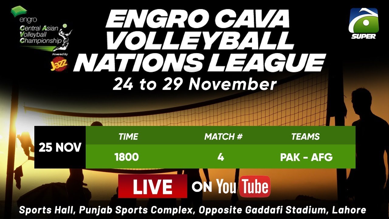 LIVE - PAK vs AFG Engro Cava VOLLEYBALL NATIONS LEAGUE 2022 25-11-2022 