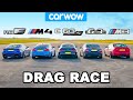 BMW M4 v AMG C63 S vs Lexus RC F v old M3 & C63: DRAG RACE