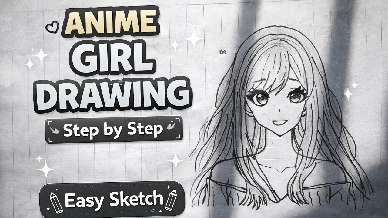 How to Draw Anime Girl Step by Step | Easy Full Tutorial for Beginners ...