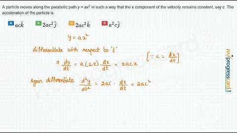 A particle moves along the parabolic path y = ax2 in such