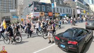 Anti-lockdown Protest in Downtown, Toronto, Dundas Square, Saturday April 10, 2021