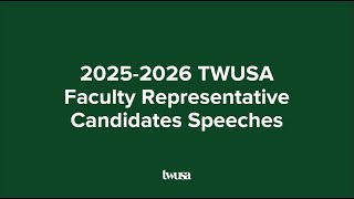 2025/26 Faculty Representative Candidates Speeches