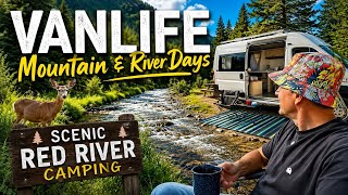 VANLIFE on the RED RIVER ⛰️ Scenic Mountain Camping 🚐