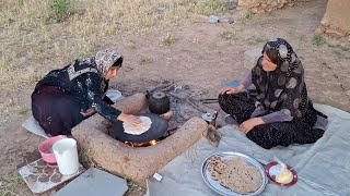 Nomadic documentary:Baking traditional bread and performing daily nomadic tasks