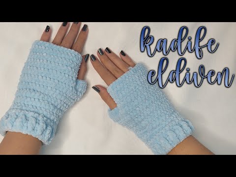 Kadife İpten Parmaksız Eldiven | Çok Kolay Tığ İşi Kışlık Eldiven Yapımı | Easy Crochet Gloves