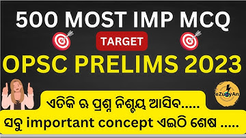 TARGET OPSC PRE 2023 / MOST IMP 500 MCQ SERIES By Rama Sir / PART 7 #opsc #ocs #prelim