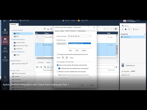 Check Point Firewall : Active Directory Integration with Check Point Dashboard Part 1