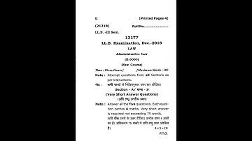 Administrative Law 2018 paper CCS UNIVERSITY LLB 3rd Semester