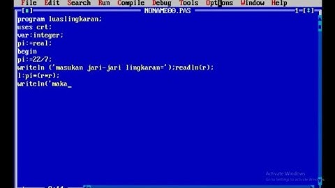 Tutorial Full • Membuat program Pascal luas lingkaran simpel