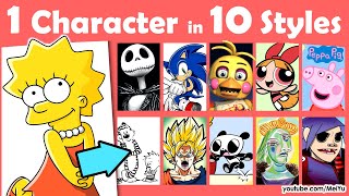 Draw 1 Character in 10 Art Styles Swap Challenge Lisa Simpson | All Mei Yu's 2023 Books, Super Sales