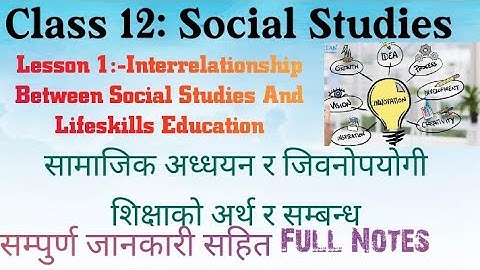 Class 12 Social Studies॥Lesson 1:- Relationship Betn Social Studies And Lifeskill Education॥