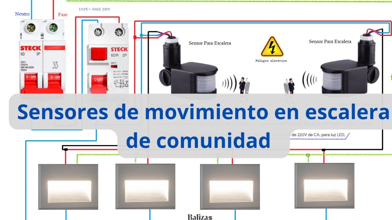 esquema de maniobra minutero escalera y sensor de movimiento 