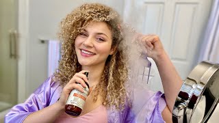 MY EASY 10 MINUTE CURLY HAIR REFRESH + MAKEUP ROUTINE (wake up with me)
