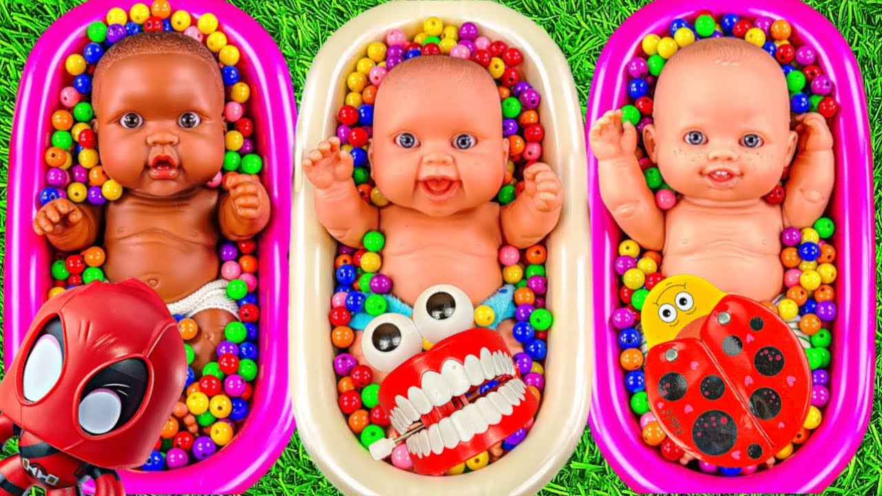 3 Minutes Satisfying Video | Mixing Funny Candy ASMR & Make Up in 3 Bathtubs with Magic M&M's Slime