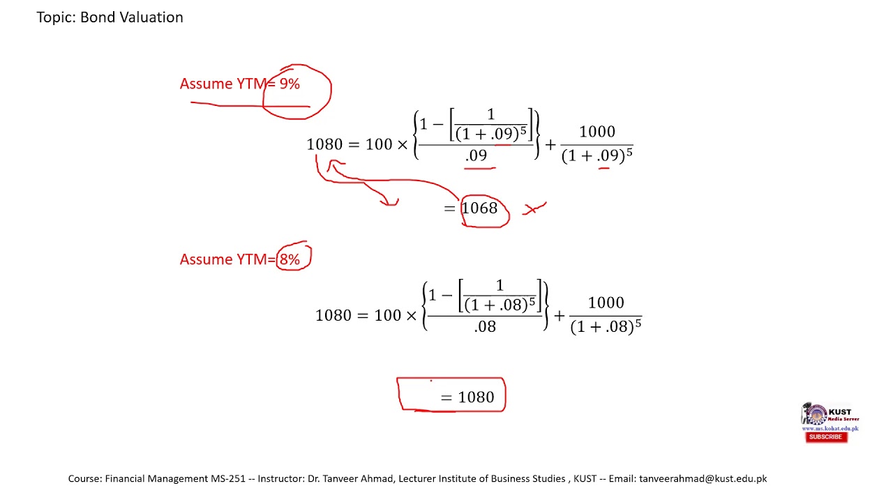 YTM Of Coupon Bond Bond Valuation Lecture 4 YouTube YTM Of Coupon Bond Bond Valuation Lecture 4 YouTube