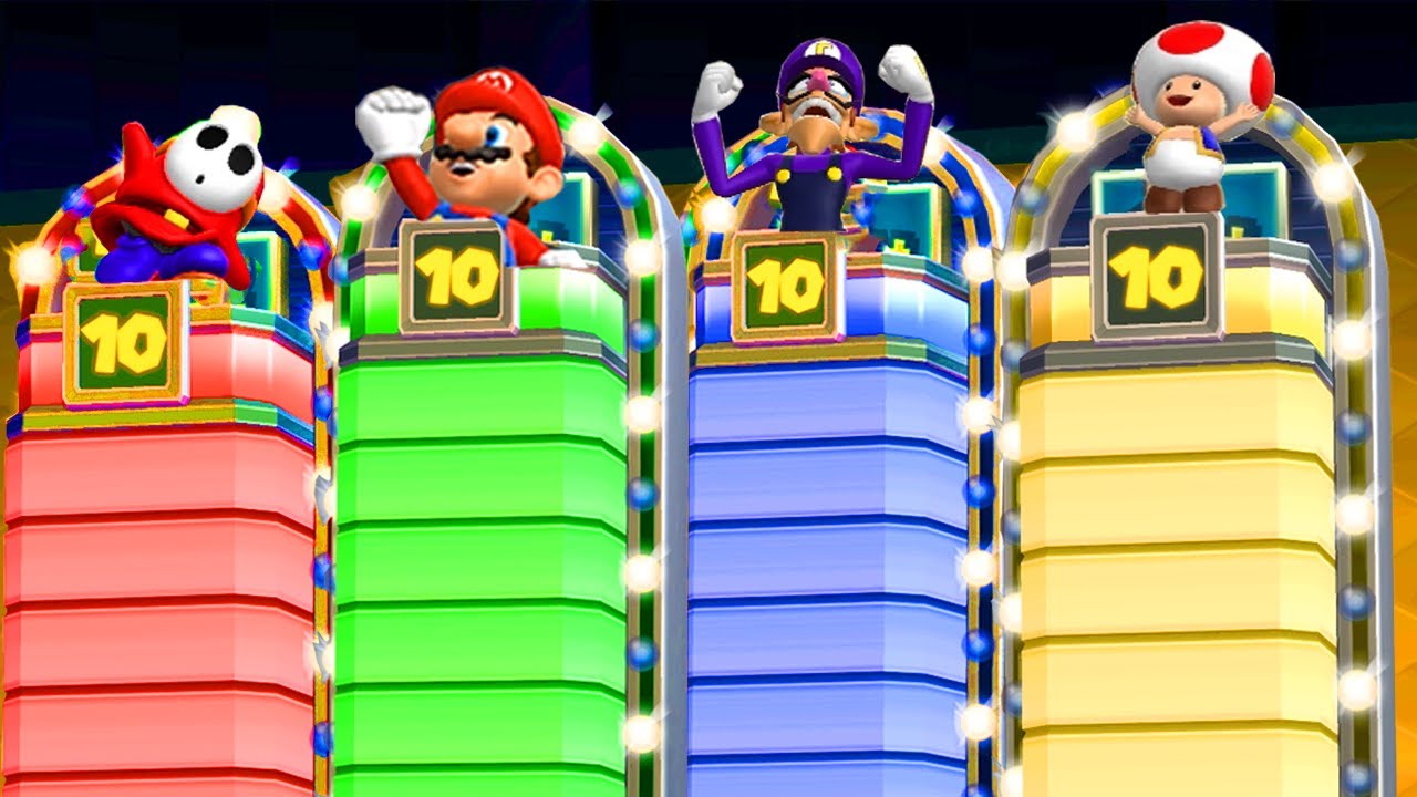 Mario Party 9 Minigames - Mario vs Toad vs Wario vs Shy Guy