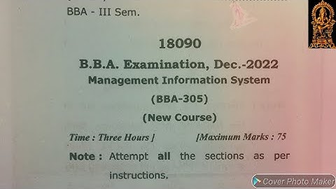 BBA 3rd Sem Management Information System University Paper, MIS Semester Exam Paper Dec 2022