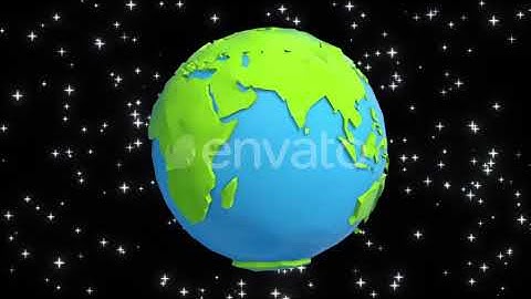 Low Poly Cartoon Earth Rotating in Space | Motion Graphics - Envato elements