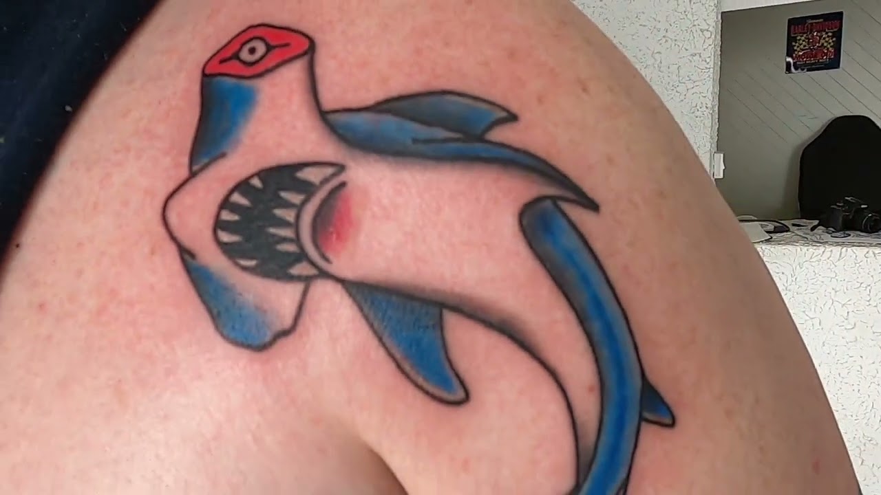 Traditional Style HammerHead Shark Tattoo by James K  YouTube