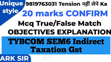 2025 University Solution|20marks Mcq blanks ✍️|Indirect Taxation Tybcom sem6|Gst Tybaf tybms|ARK sir