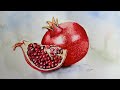 Still life painting | How to draw a pomegranate | Watercolor