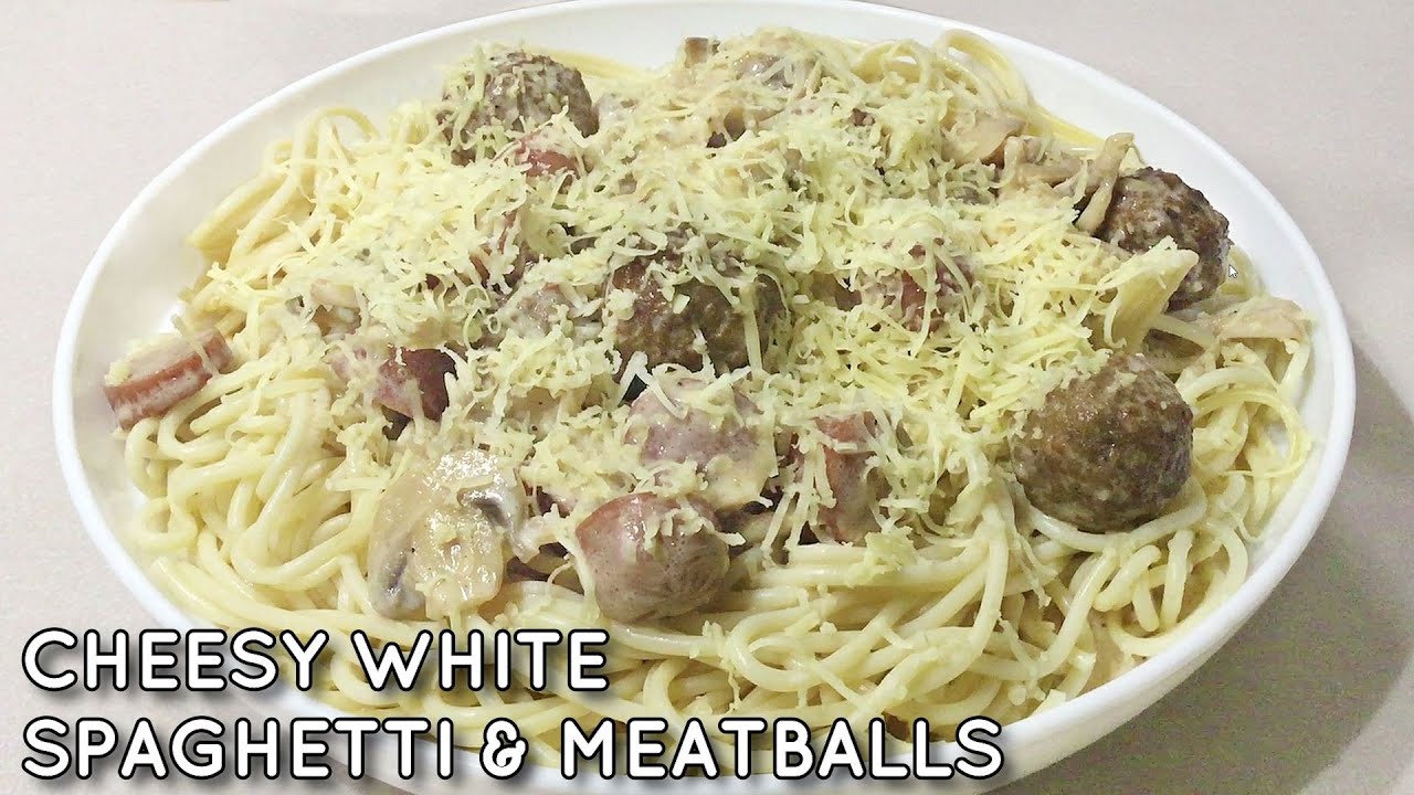 Cheesy White Spaghetti And Meatballs Youtube 