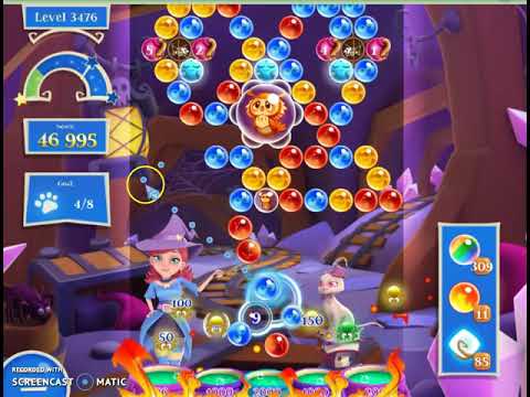 Bubble Witch 2 Saga Level 3476 with no booster & 1 bubbles left