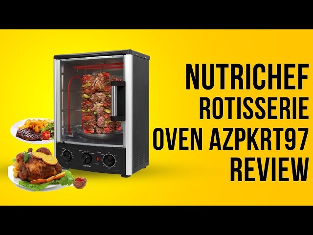 NutriChef PKRT97 Kitchen Countertop Rotisserie Toaster Oven Cooker w/ Rack  & Pan