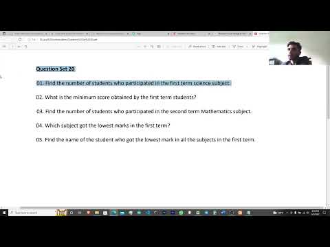 Q20 how to use SQL Functions such as maximum value, minimum value, data row count using given data.