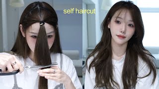 Why is this even real? Absolutely loving this DIY layered cut. Side bangs. Even a 3minute styling