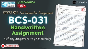BCS-031 Handwritten Solved Assignment 2024-2025 | IGNOU BCA Handwritten Assignments | #ignou